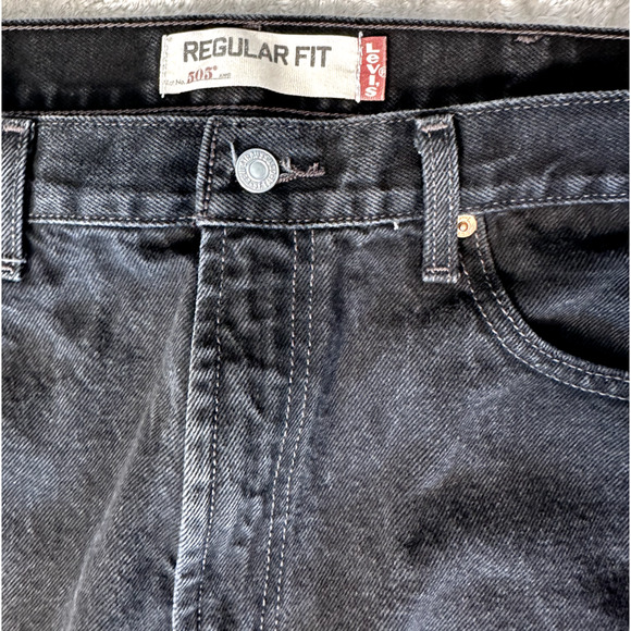 Levi's 505 Black Jeans Cotton Regular Fit Straight Mens Size 38x32 Measure 36x31 - Picture 7 of 9